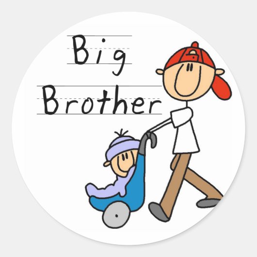 Sticker Rond Big Brother avec Little Brother (Devant)