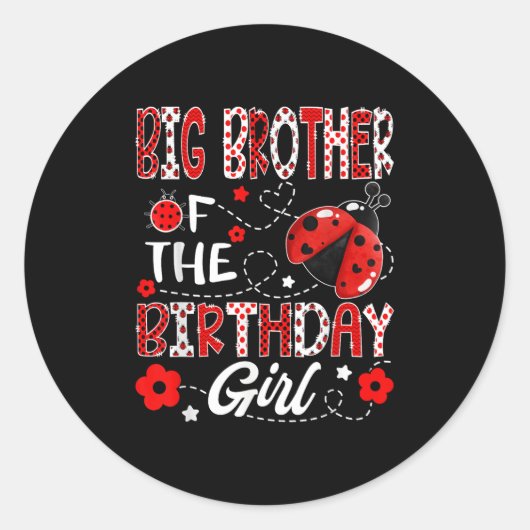 Sticker Rond Big Brother De La Fille D'Anniversaire Ladybug Big (Devant)