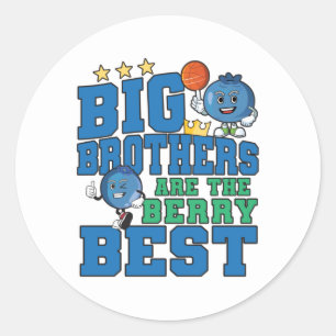 Sticker Rond Big Brothers are the Berry Best - Blueberry Pun