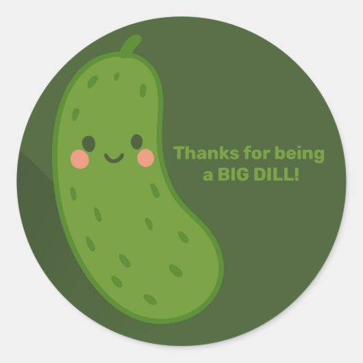Sticker Rond Big Dill Green Pickle Baby shower (Devant)