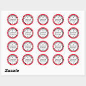 Sticker Rond Big Dot & Stripes blanc + votre dos. & idées (Feuille)