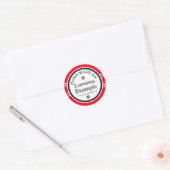 Sticker Rond Big Dot & Stripes blanc + votre dos. & idées (Enveloppe)