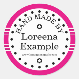 Sticker Rond Big Dot & Stripes blanc + votre dos. & idées