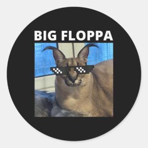 Sticker Rond Big Floppa Mat Chat