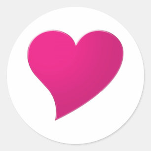 Sticker Rond Big hot pink fuchsia heart, love, white