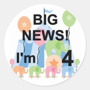 Sticker Rond Big News Circus 4th Birthday T-shirts et cadeaux