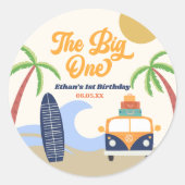Sticker Rond Big One Beach Surf 1er anniversaire (Devant)