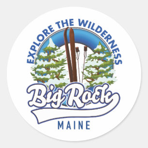 Sticker Rond Big Rock Maine journal de voyage de ski