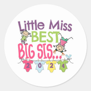 Sticker Rond Big Sister 2024 - Little Miss Best Big Sis Classic