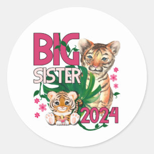 Sticker Rond Big Sister 2024 - Tigre Tropical Jungle