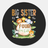 Sticker Rond Big Sister Of The Four Ever Wild Safari 4th Birthd (Devant)