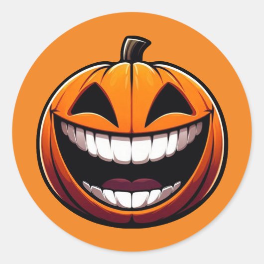 Sticker Rond Big Smile Jack-o'-lantern - Halloween Octobre (Devant)