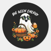 Sticker Rond Big Ween Energy Funny Ghost Drink Citrouille Spice (Devant)