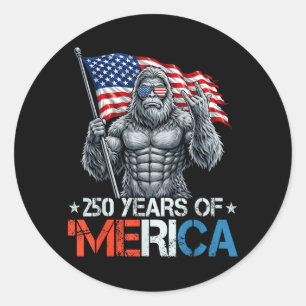 Sticker Rond Bigfoot 250 ans de Merica Rock Drapeau Américain 4