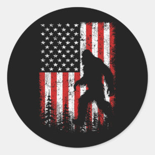 Sticker Rond Bigfoot 4 juillet Drapeau Américain Patriotique Ro