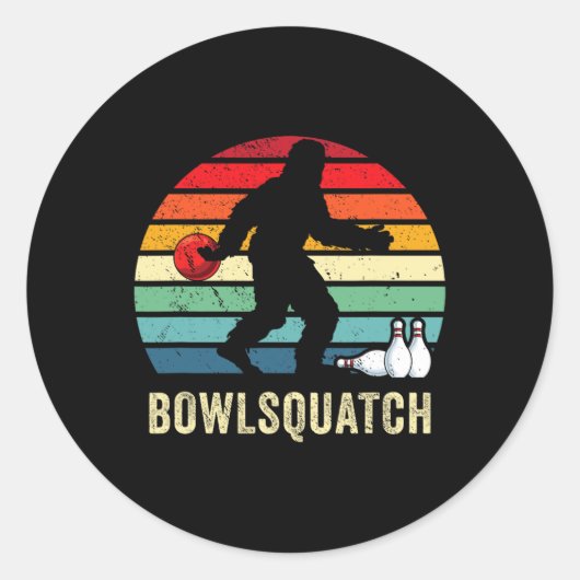 Sticker Rond Bigfoot Bowling Gift Sasquatch Gifts Bowler Byll P (Devant)