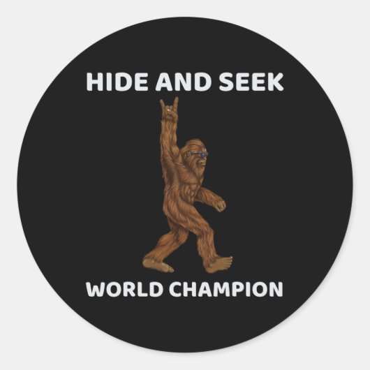 Sticker Rond Bigfoot Caché Et Chercher Champion Du Monde Amusan (Devant)
