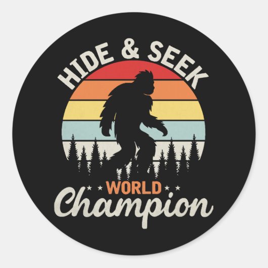 Sticker Rond Bigfoot Cacher Et Chercher Champion Du Monde (Devant)