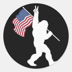 Sticker Rond Bigfoot Drapeau Usa