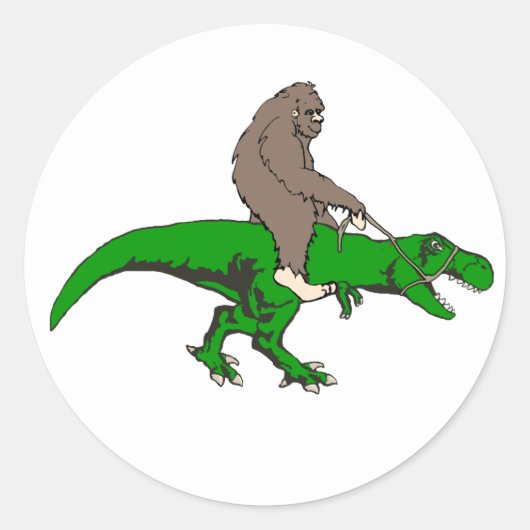 Sticker Rond Bigfoot équitation T Rex (Devant)