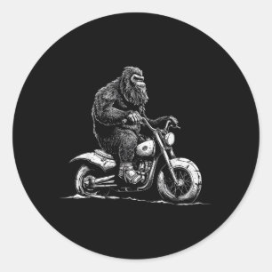 Sticker Rond Bigfoot équitation Un Vélo Moto Drôle Sasquatch M