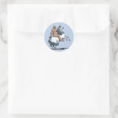 Sticker Rond Bigfoot équitation une licorne (Sac)