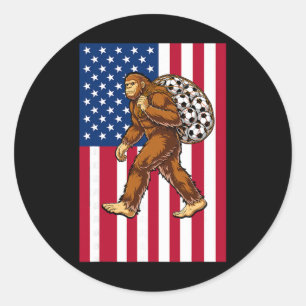 Sticker Rond Bigfoot Football Drapeau Usa Drôle Patriotique Sas