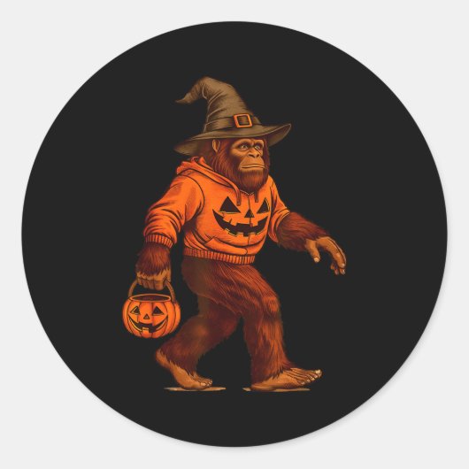 Sticker Rond Bigfoot Halloween Trick Or Treat Sasquatch Costume (Devant)
