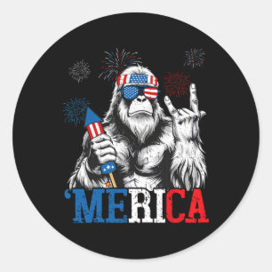 Sticker Rond Bigfoot Merica 4 juillet drôle garçons hommes Sasq