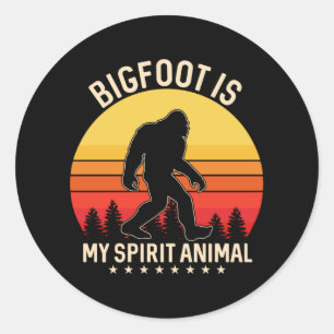 Sticker Rond Bigfoot mon esprit animal Bigfoot Retro