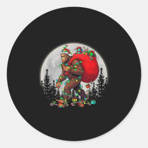Sticker Rond Bigfoot Père Noël Feux d'arbre de Noël Funky Noël