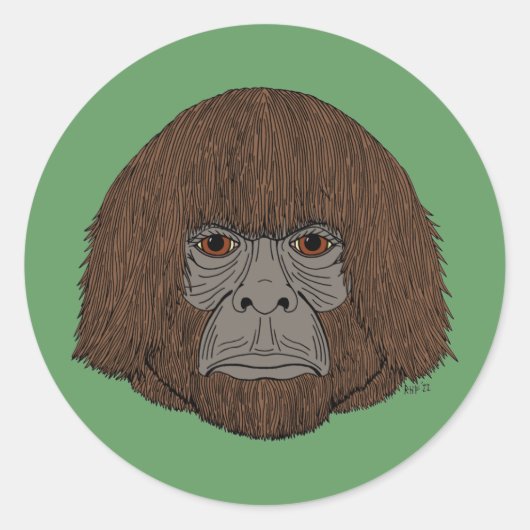 Sticker Rond Bigfoot Portrait 2 (Comme l'Homme) (Devant)