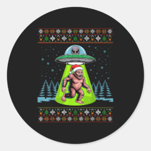 Sticker Rond Bigfoot Santa Ufo Sasquatch Drôle Noël Sale Pull