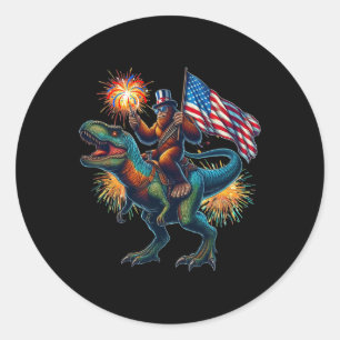 Sticker Rond Bigfoot Sasquatch Équitation Dinosaure T Rex. 4ème