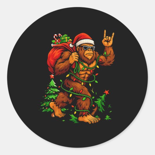 Sticker Rond Bigfoot Sasquatch For Men Grandpa Boys Kids Christ (Devant)