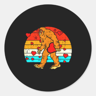 Sticker Rond Bigfoot Sasquatch Rétro Cœur Drôle de la Saint-Val