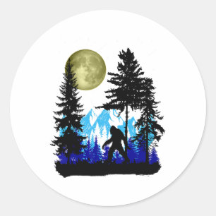 Sticker Rond Bigfoot se cachant sous la pleine lune pour l'aman