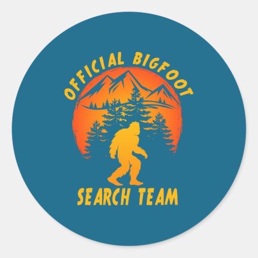 Sticker Rond Bigfoot Search Team Sasquatch Yeti Funny (Devant)