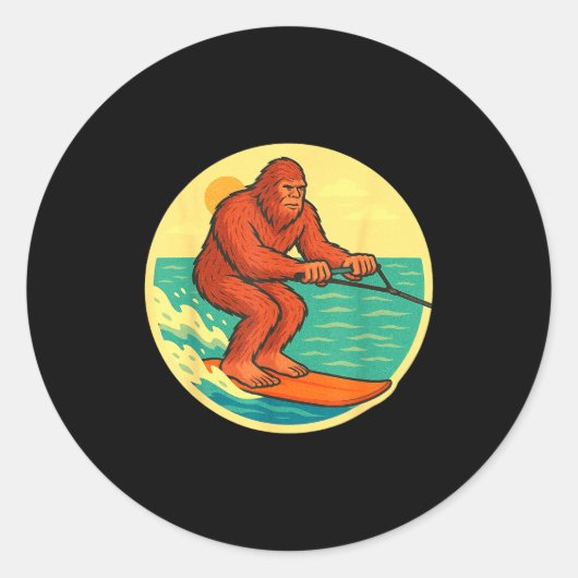 Sticker Rond Bigfoot ski nautique graphique de plage cryptide v (Devant)