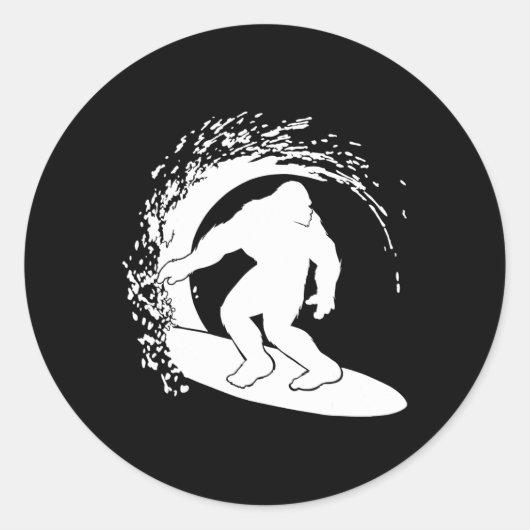 Sticker Rond Bigfoot Surfing (Devant)