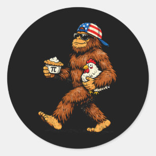 Sticker Rond Bigfoot tenant Pi Math poulet drôle Pi jour enseig