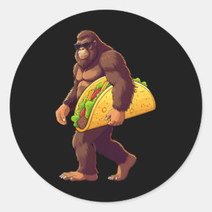 Sticker Rond Bigfoot transportant Taco Funny Taco Lover Boys Ho