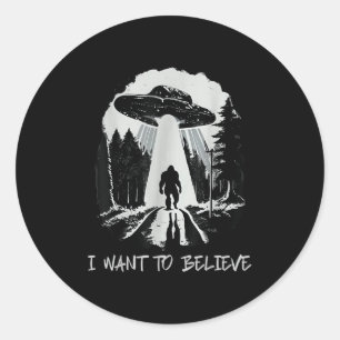 Sticker Rond Bigfoot Ufo Je Veux Croire Les Hommes De Forêt Rét