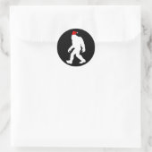 Sticker Rond bigfoot yeti sasquatch laide pull de noël (Sac)