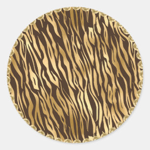 Sticker Rond Bijoux à billes de tigre d'or étincelles de glam