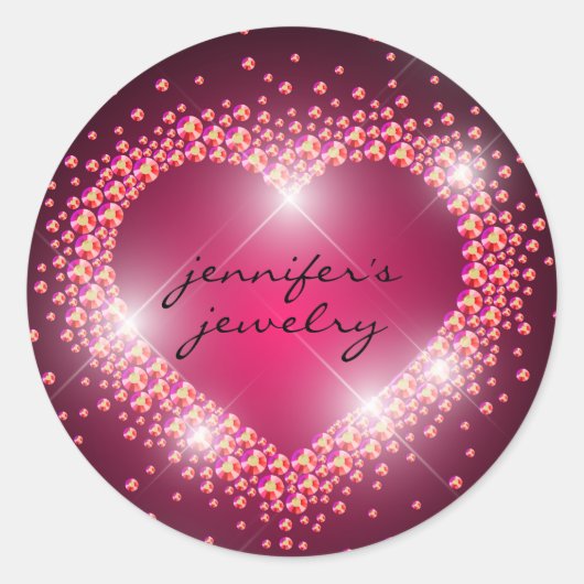 Sticker Rond Bijoux Diamants Gems Heart Bling Business (Devant)