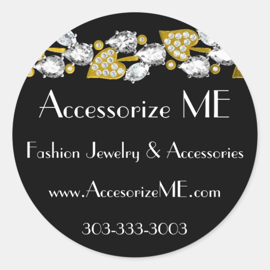 Sticker Rond Bijoux en diamant noir (Devant)