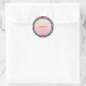 Sticker Rond Bijoux rose et turquoise (Sac)