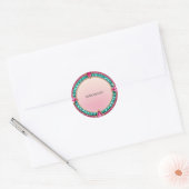 Sticker Rond Bijoux rose et turquoise (Enveloppe)