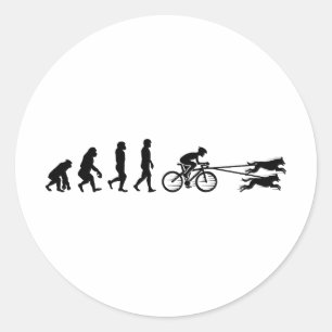 Sticker Rond Bikejoring ChienScooting Chien Sport Vélo Evolutio
